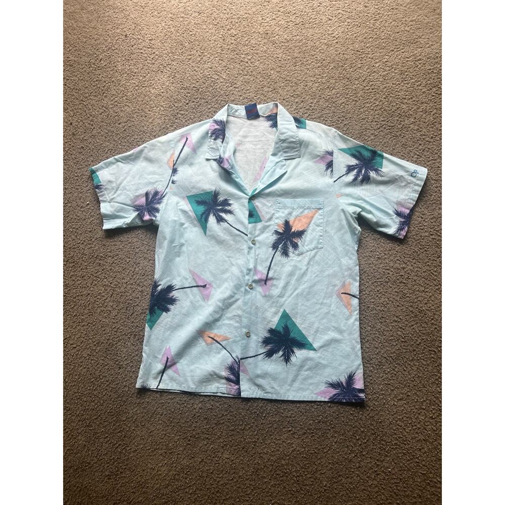 VINTAGE 1980s Ocean Pacific Surfing Hawaiian Floral Button Shirt Size Large